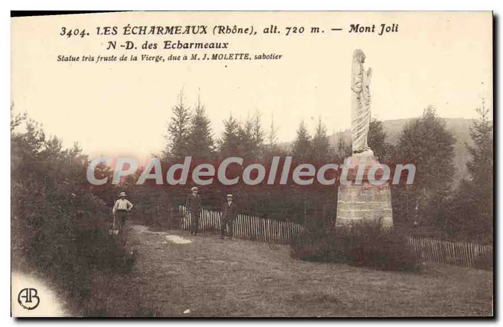 Die Écharmeaux (Rhône), H. 720 m. — Berg Joli — Sehr grobe Statue der Jungfrau, von M. J. MOLETTE, Schuhmacher - Vorderseite
