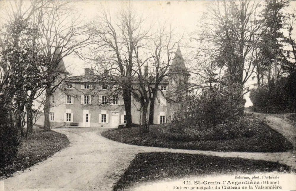 St-Genis-l'Argentière — Haupteingang des Schlosses Valsonnière — Delorme, phot, l'Arbresle, n°122 - Vorderseite