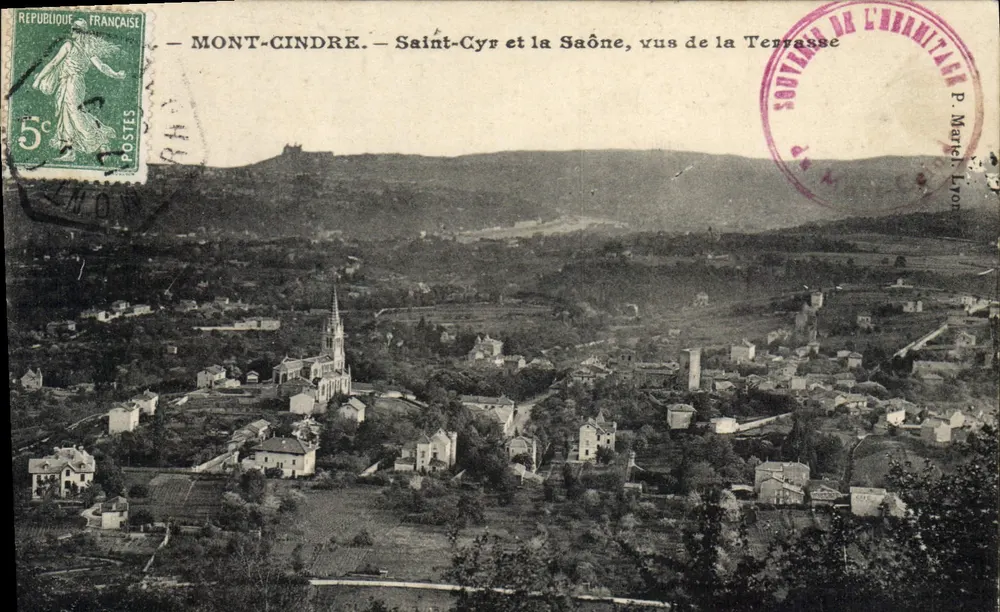 Mont-Cindre — Saint-Cyr und die Saône, gesehen von der Terrasse — P. Martel Lyon - Vorderseite