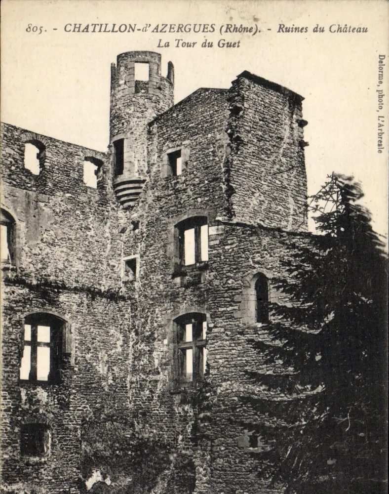 Châtillon-d'Azergues (Rhône) — Ruinen des Schlosses, Die Wachtürme — Delorme, Foto, L'Arbresle - Vorderseite