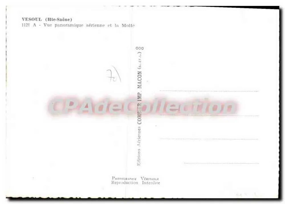 Vesoul (Haute-Saône) — Vista panorámica aérea y la Motte — Ediciones Comber - Reverso
