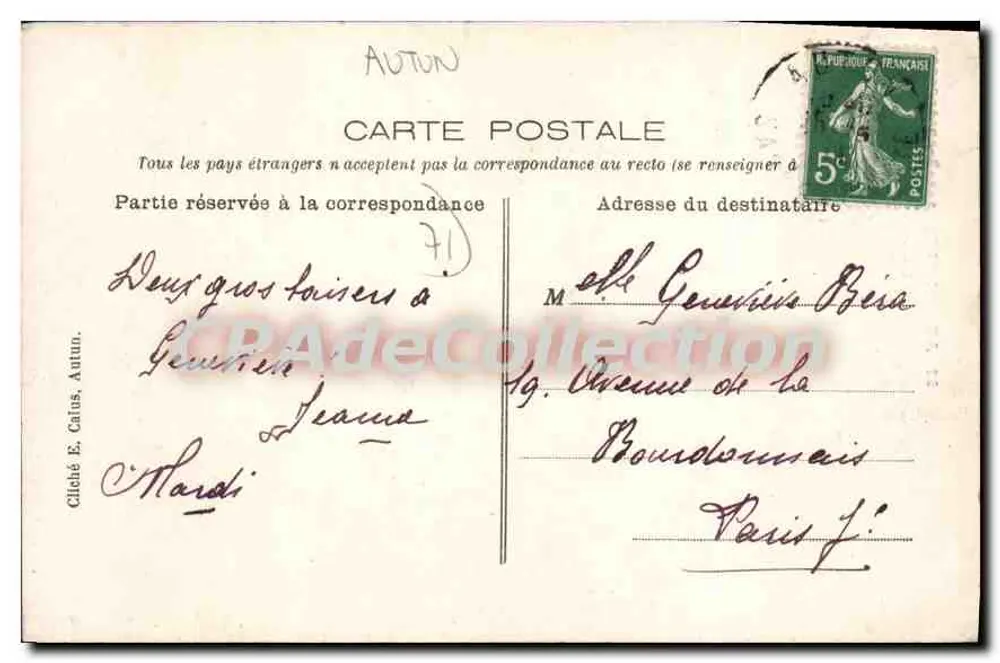 Pré de Charmoille — Autun, Autun-Pittoresque — Cillaté E. Calus, n°22 - Verso