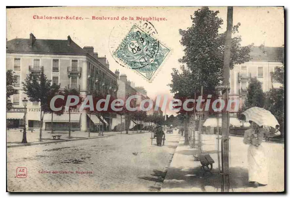 Chalon-sur-Saône — Boulevard de la République — Edição das Galerias Modernas - Frente