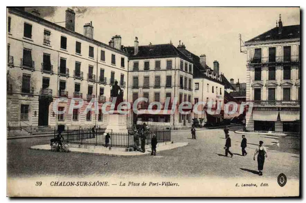 Chalon-sur-Saône — Place de Port-Villiers — E. Lemoine, Verlag - Vorderseite