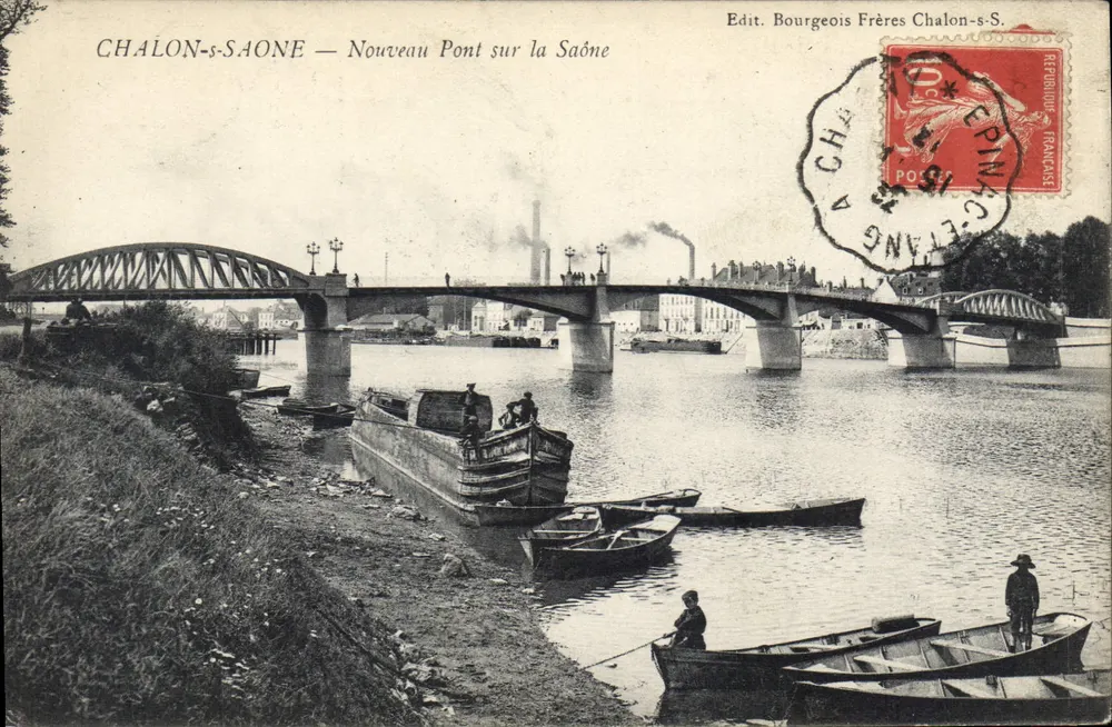 Chalon-sur-Saône — Neuer Brücke über die Saône — Verlag Bourgeois Frères Chalon-s-S. - Vorderseite