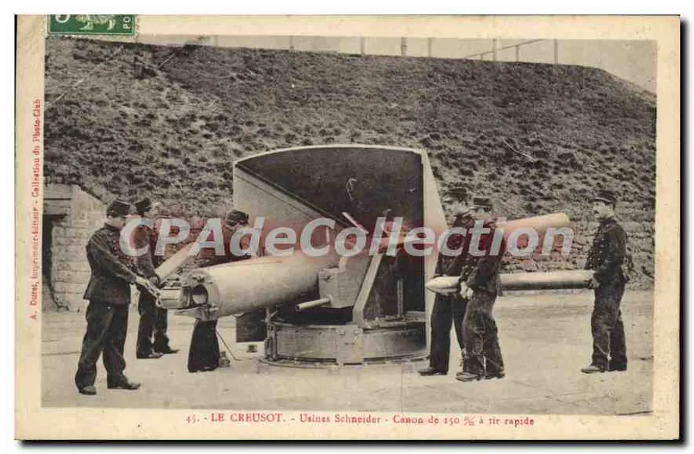 Le Creusot — Schneidereiwerke — 150 mm Schnellfeuerkanone - Vorderseite