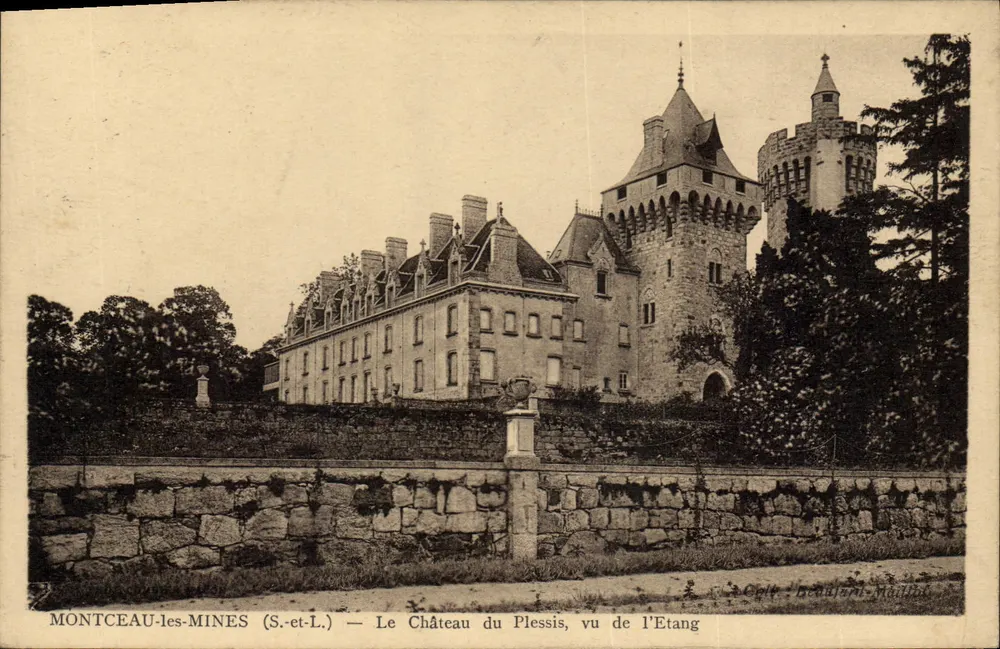 Montceau-les-Mines (S.-ct-L.) — Schloss du Plessis, von dem See aus gesehen — C. Lecaulier-Maillot - Vorderseite