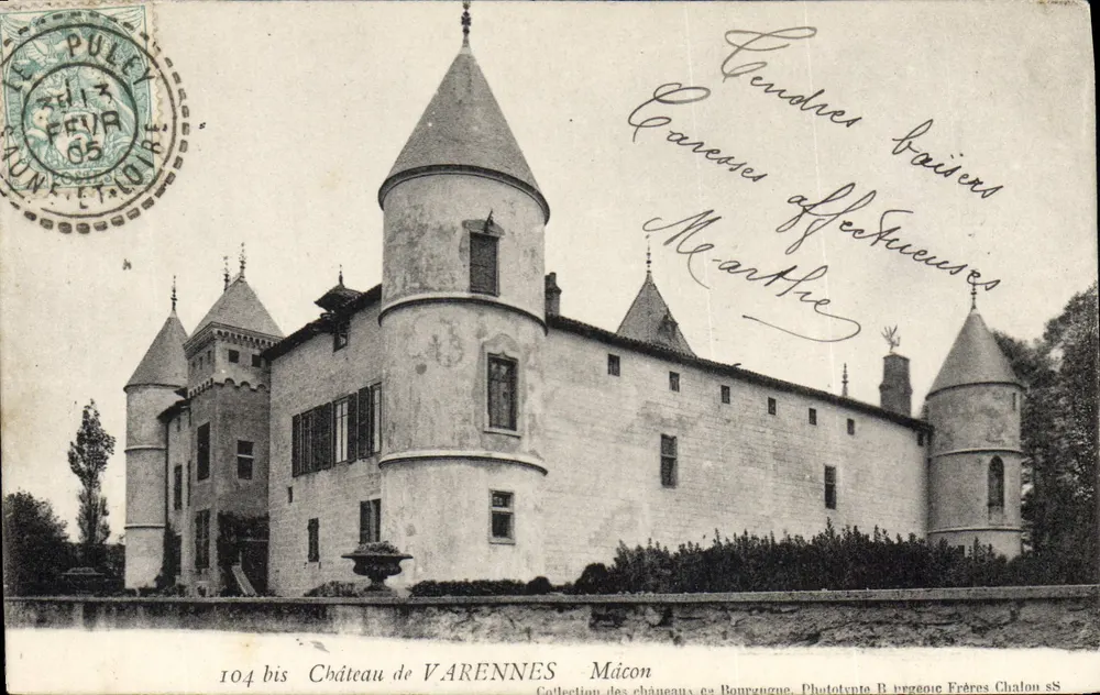 Castelo de Varennes — Coleção dos Castelos na Borgonha — Fototipia B. Végezé Frères Chalon s/S - Frente