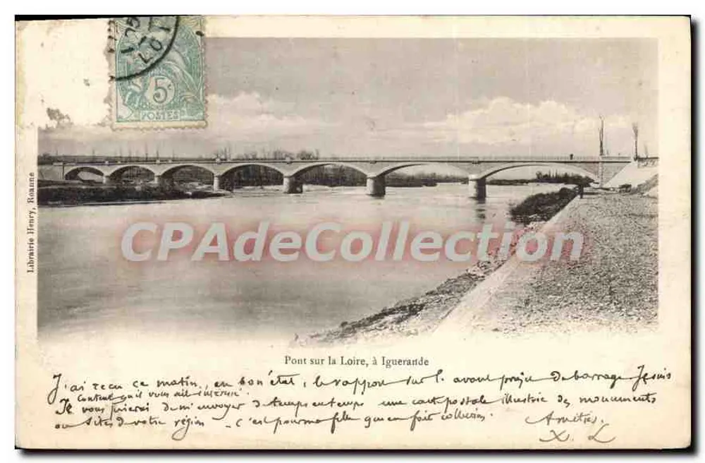 Puente sobre la Loira, en Iguerande — Librería Henry, Rouen — número de serie no visible - Anverso