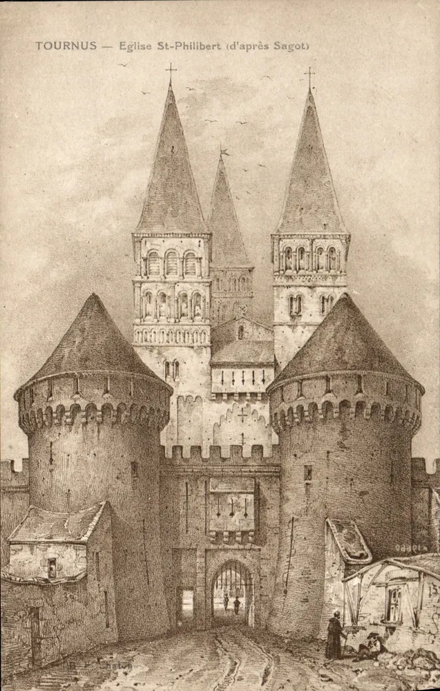Tournus — Kirche St-Philibert (nach Sagot) — B. F. Chelot - Vorderseite