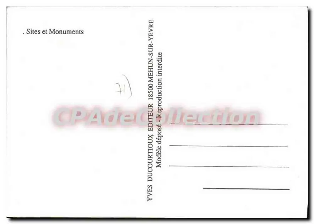 Montchanin - Rathaus — Zeichnung signiert von Yves DUCOURTIOUX, n°71220 - Rückseite