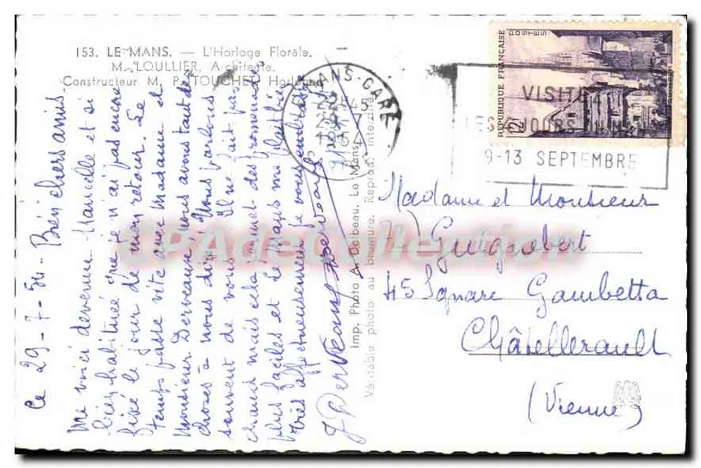 A Relógio Floral — Le Mans — Foto Adol - Verso