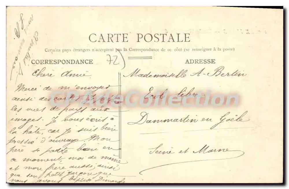Le Mans — Escola Normal de Institutrices — Bilhete postal antigo n°105 - Verso