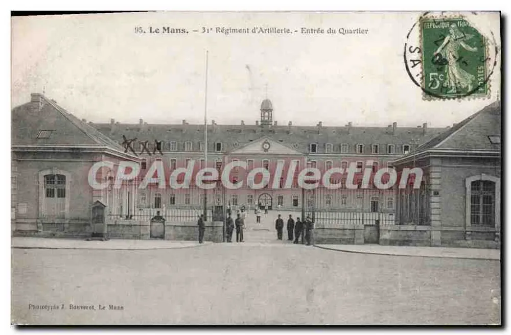 Le Mans — 31. Artillerieregiment — Eingang zum Quartier — Phototypie J. Bourveret, Le Mans - Vorderseite