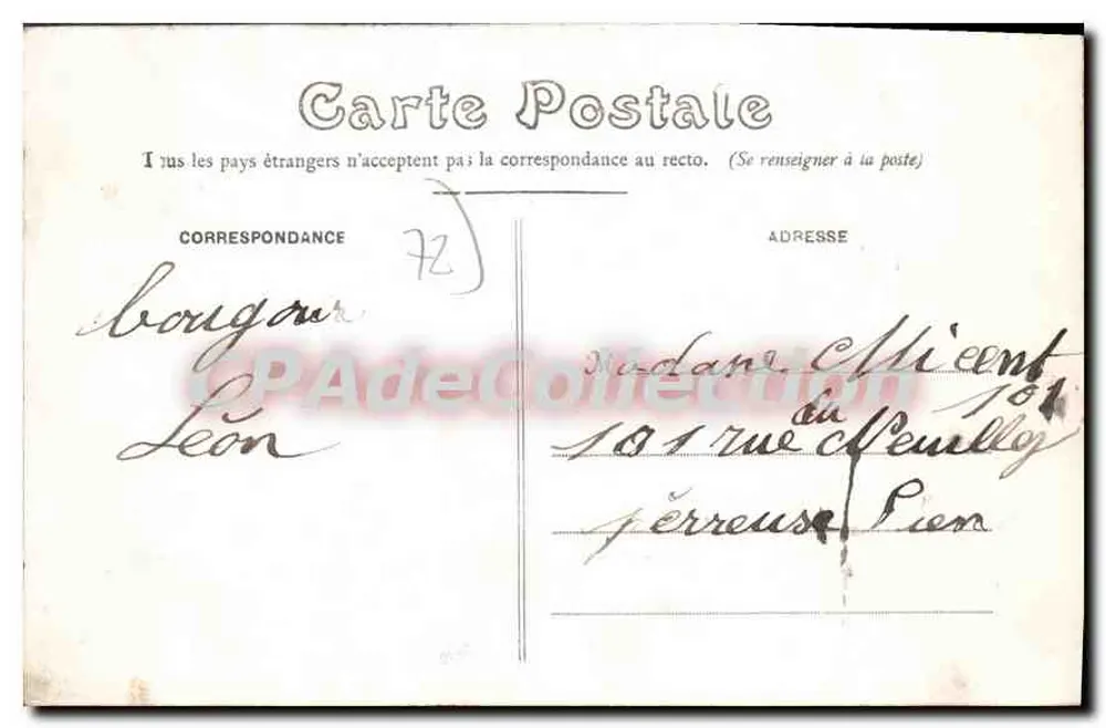 Le Mans — 31. Artillerieregiment — Eingang zum Quartier — Phototypie J. Bourveret, Le Mans - Rückseite