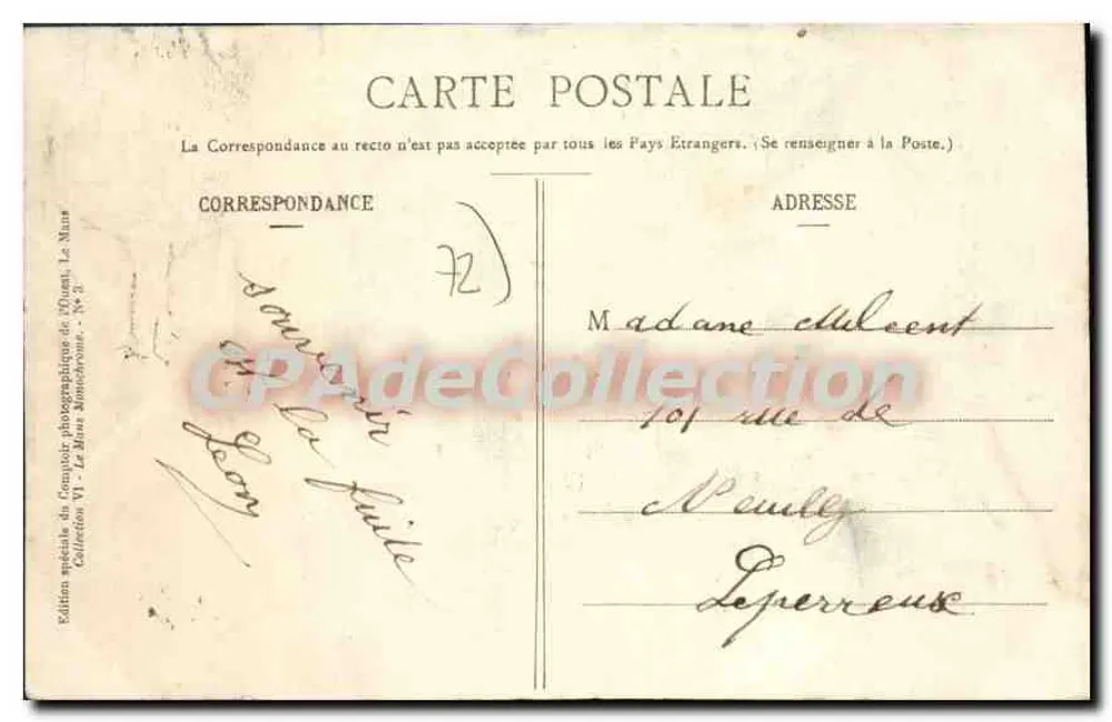 LE MANS - Das Krankenhaus - Cour d'honneur und Zentralpavillon — Cliché J. Gareczynski, n°3 - Rückseite
