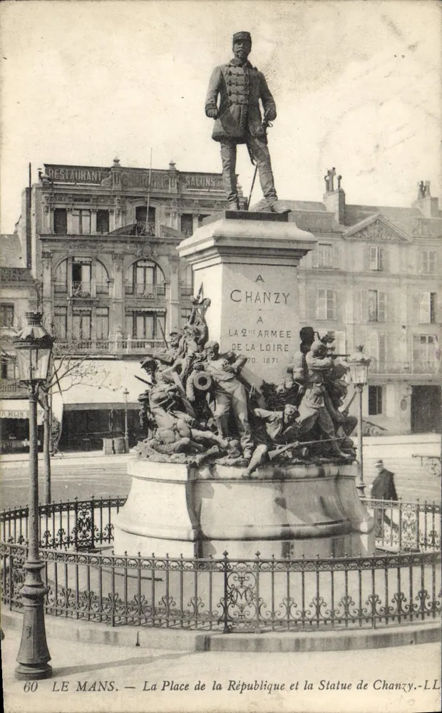 Le Mans — Die Place de la République und die Statue von Chanzy — Verlag LL, Nr. 60 - Vorderseite