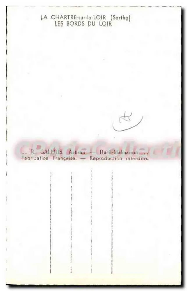 La Chartre-sur-le-Loir — As margens do Loir — R. Gallois, Ruell-Malmaison - Verso