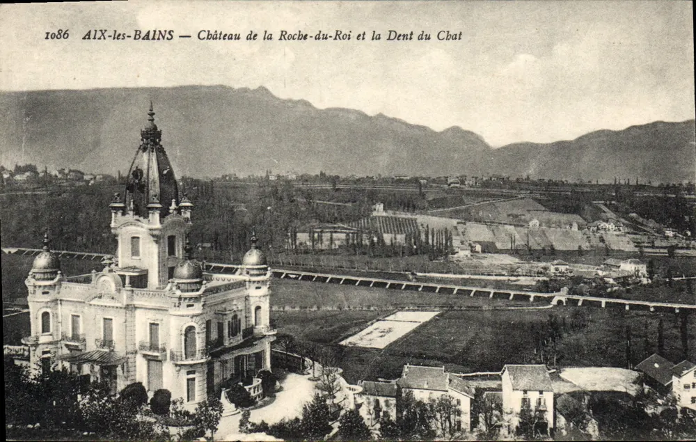 AIX-les-BAINS — Castelo da Roche-du-Roi e a Dent du Chat — E. Reynaud Imp-Edit CHAMBÉRY n°1086 - Frente