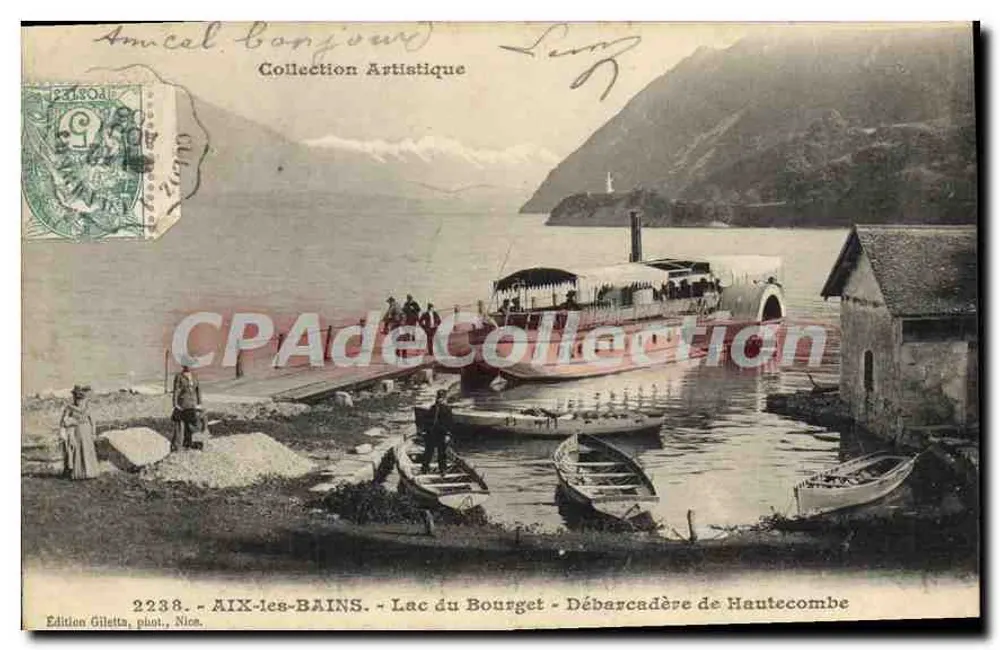 Lago do Bourget - Desembarque de Hautecombe — AIX-LES-BAINS — Edição Giletta, fot., Nice, n° 2238 - Frente
