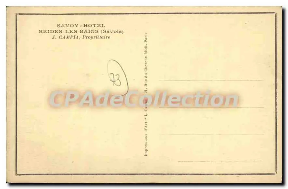Hotel Savoy — Brides-les-Bains (Savoie) — J. Campia, Eigentümer - Rückseite