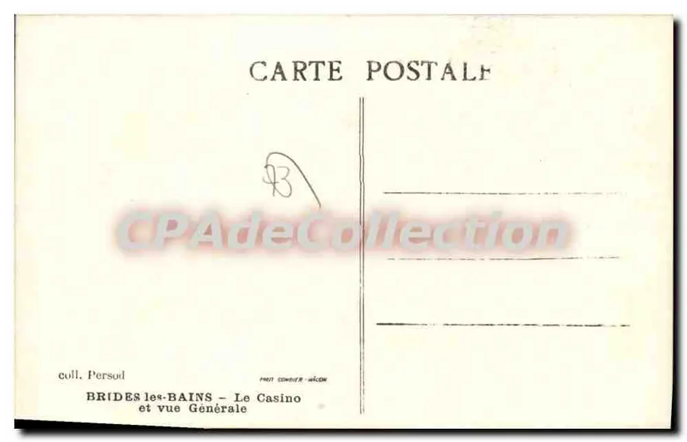 Brides-les-Bains — Allgemeiner Blick — Das Casino — Verleger Persoud - Rückseite
