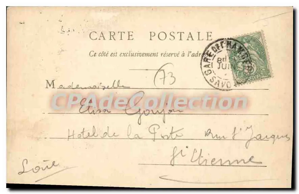 Chambéry — Monumento comemorativo da Anexação da Saboia à França — editor desconhecido, número de série não visível - Verso