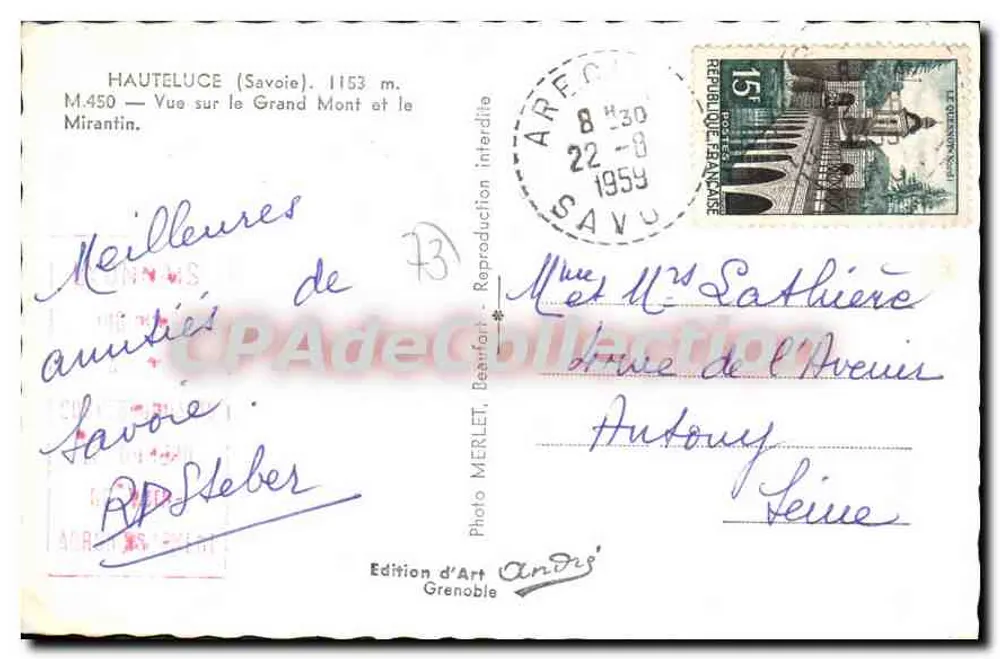 Haute-Luce (Savoie) — Blick auf den Grand Mont und den Mirantin — Edition d'Art André, Grenoble - Rückseite