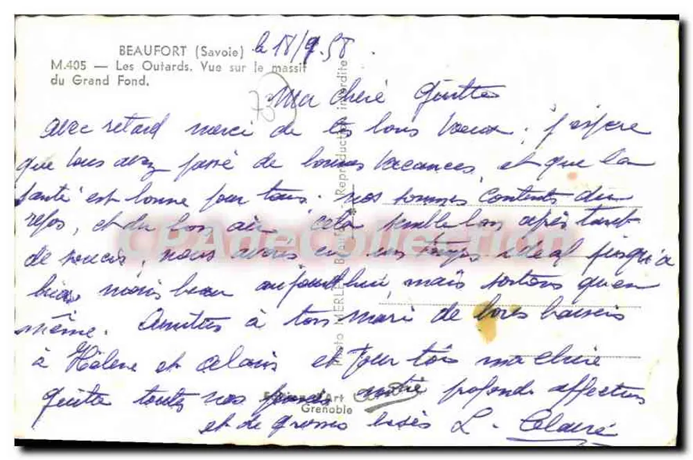 Beaufort (Savoie) — Die Pfauen. Ansicht des Massivs Grand Fond — M.405 - Rückseite