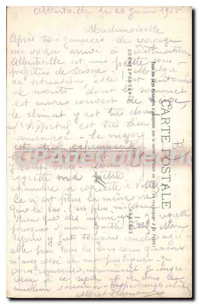 Albertville — O Palácio de Justiça — E. Reynaud, Editor, Chambéry, n°1201 - Verso
