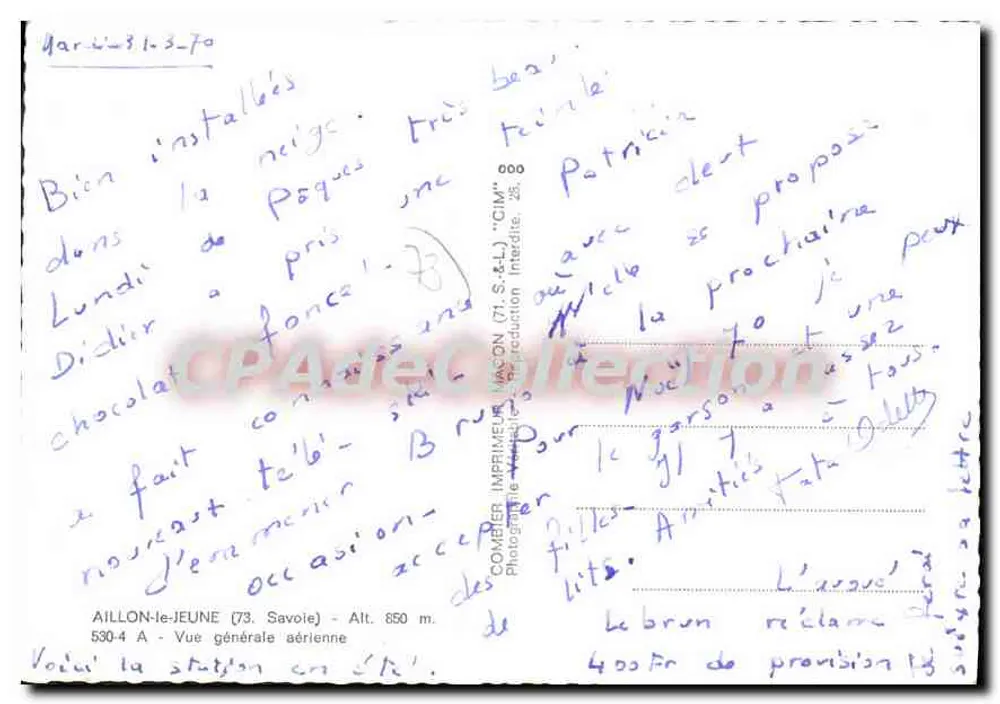 Aillon-le-Jeune (73) - Vista geral aérea — Imprensa NACON (71-S.A.L.) - Verso