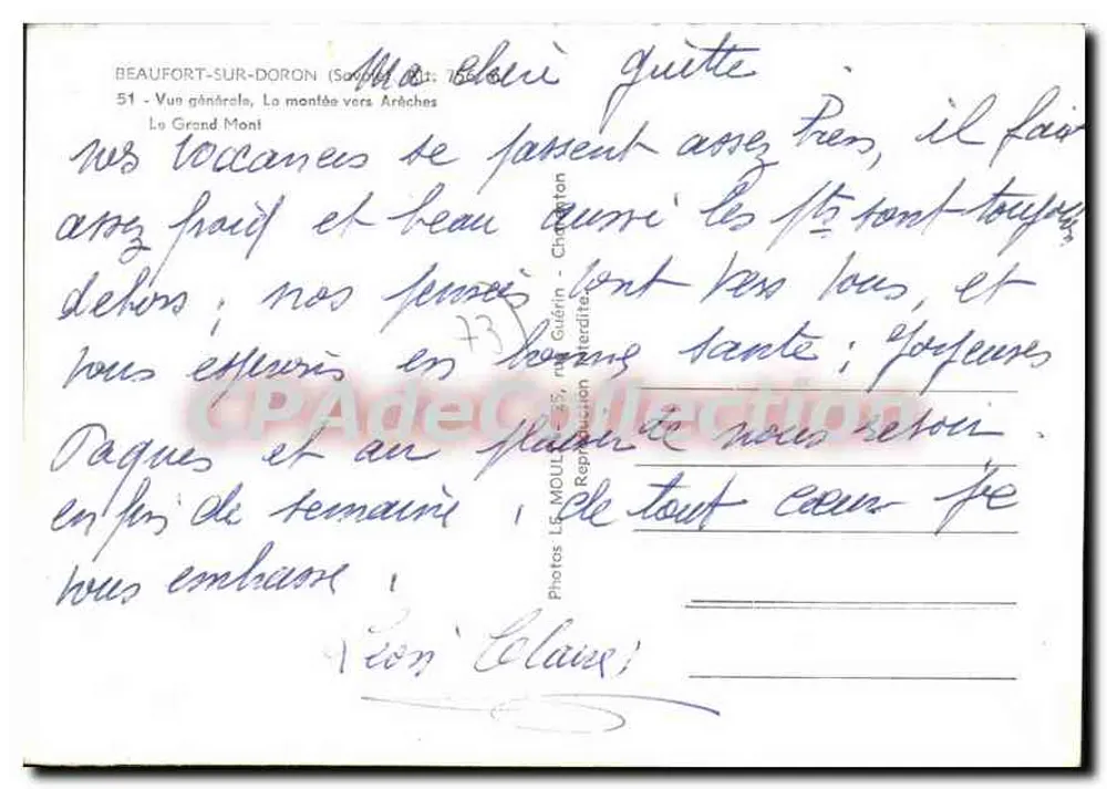 Beaumont-sur-Doron — Ogólny widok, Wspinaczka w kierunku Arêches — Fotografie L.E. Moulard, reproducent - Rewers