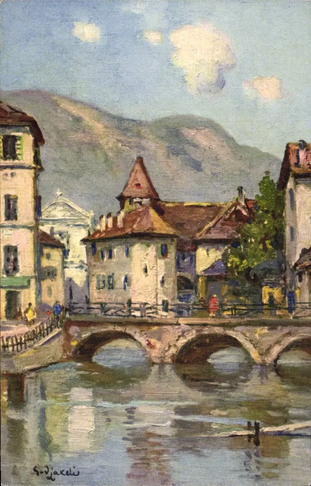Annecy. Der Morensbrücke — Malerei nach G. Jakeli — C.E.L.A. Genf S. 6/1 - Vorderseite