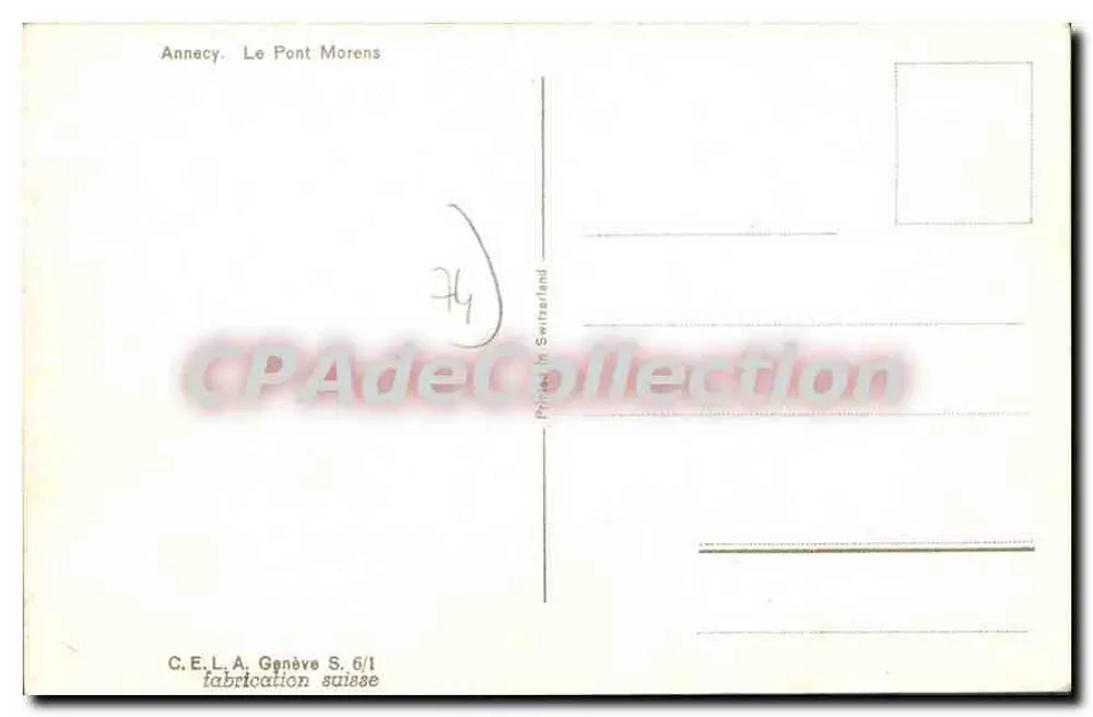 Annecy. Der Morensbrücke — Malerei nach G. Jakeli — C.E.L.A. Genf S. 6/1 - Rückseite
