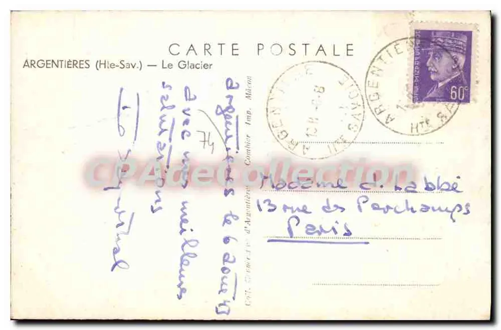 Argentières (Hte-Sav.) — O Glaciar — Editor Combier - Verso