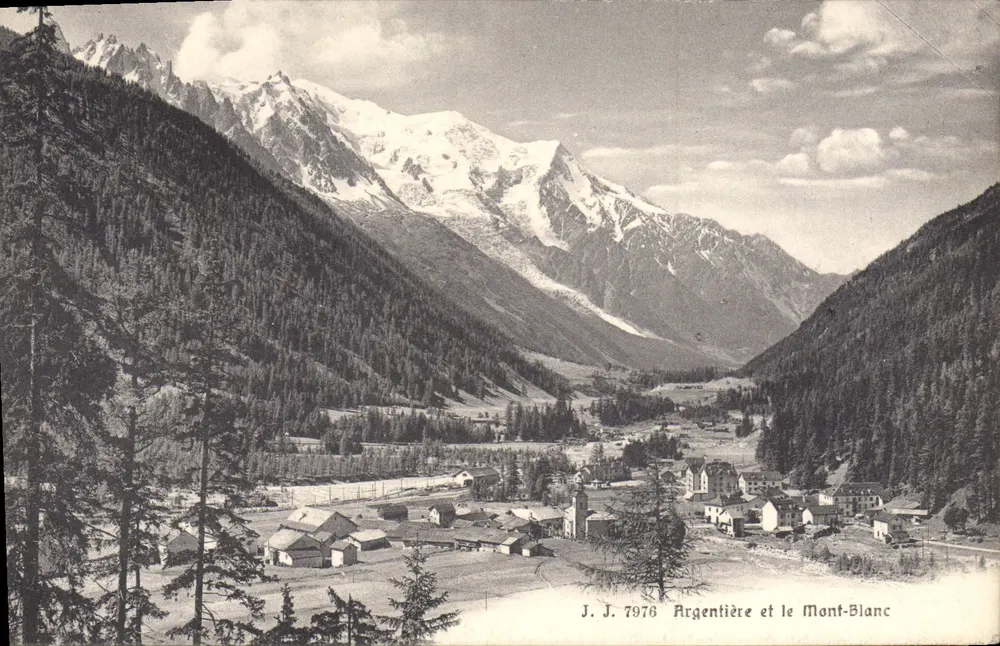 Argentière i Mont-Blanc — widok panoramiczny — J. J. 7976 - Awers