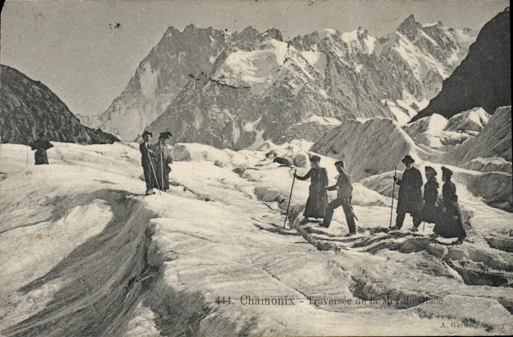 Chamonix - Przejście przez Morze Lodowe — A. Gardet, Annecy, n°444 - Awers