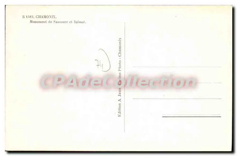 Monumento de Saussure e Balmat — Chamonix — Edição Jaun - Verso