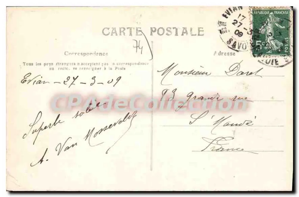 ÉVIAN-les-BAINS — Vista geral — Editor desconhecido, número de série não visível - Verso