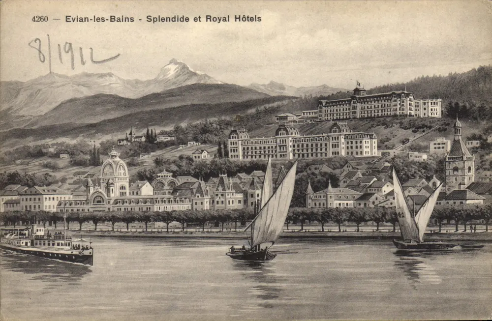 Evian-les-Bains - Splendide e Royal Hôtels — Phototypie Co., Neuchâtel, n°4260 - Frente