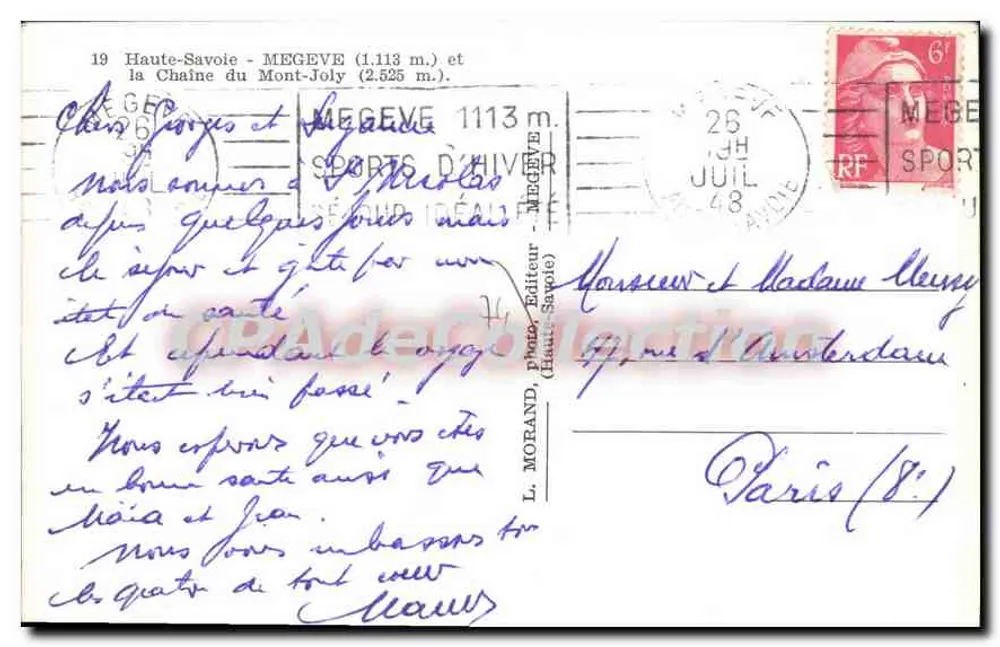 Mégeve — Vista panorâmica — L. Morand, editor (Haute-Savoie) - Verso