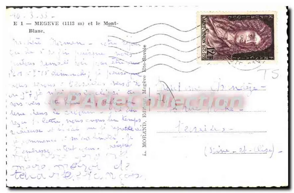 Mégeve (1113 m) e o Mont-Blanc — L. Morand, Editor, Mégeve - Verso