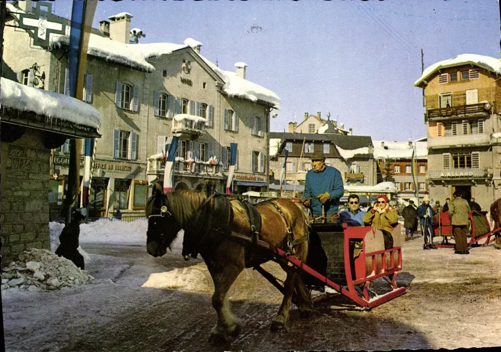 Mégeve — Winterlandschaft mit Kutsche, gezogen von einem Pferd — Éditions de l'Église - Vorderseite
