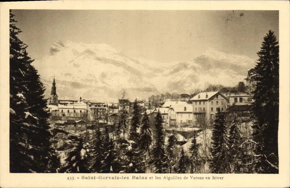 Saint-Gervais-les Bains und die Aiguilles de Varens im Winter — Agéco Mandamès, Nr. 433 - Vorderseite