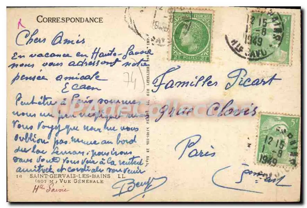 Saint-Gervais-les-Bains — vista geral — editor desconhecido - Verso