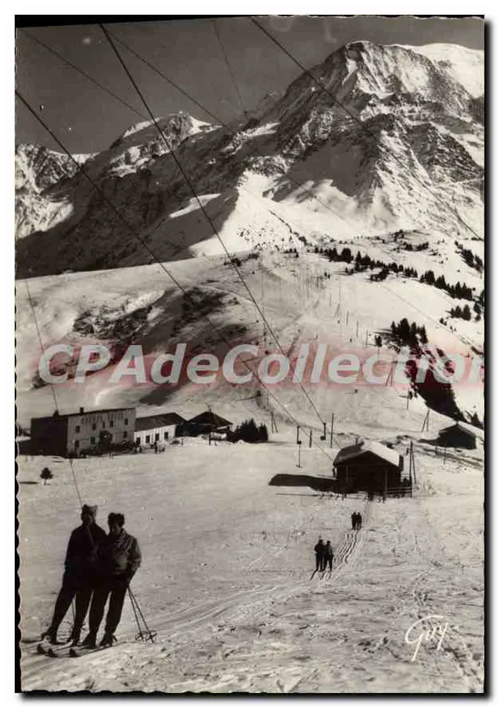 St-Gervais-les-Bains — Das Neue Hotel am Voza-Pass und seine Schlepplift — Vintage Postcard/Antike Ansichtskarte - Vorderseite