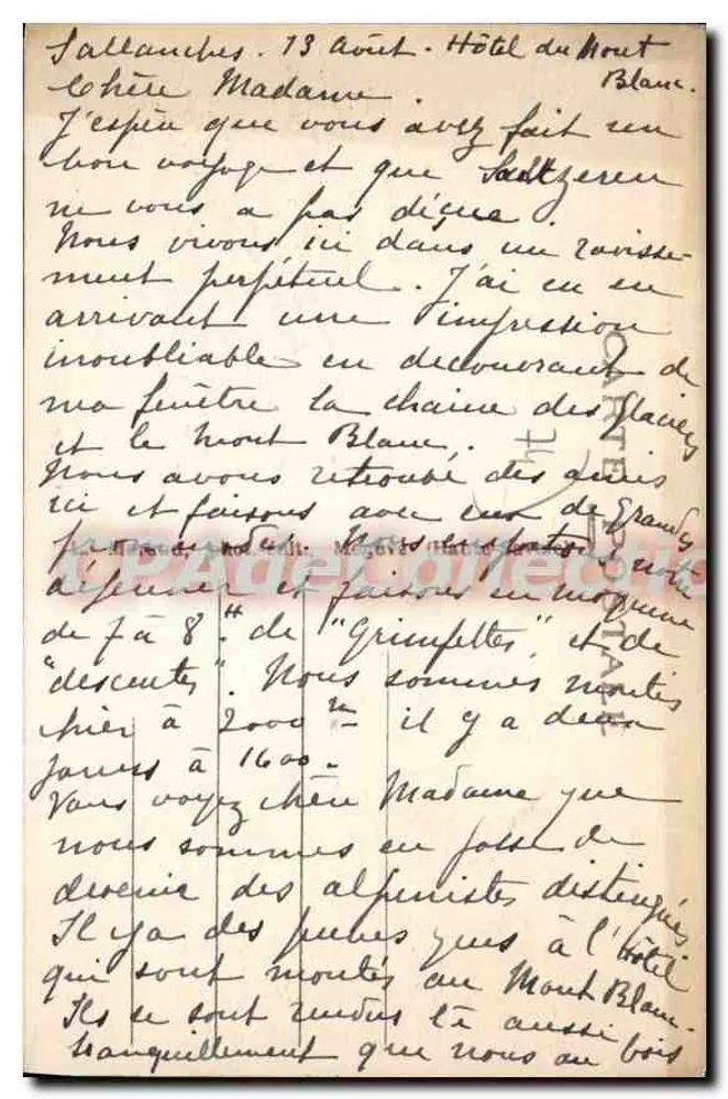 Sallanches und der Mont-Blanc — Panoramablick — unbekannter Verlag, Seriennummer 395 - Rückseite