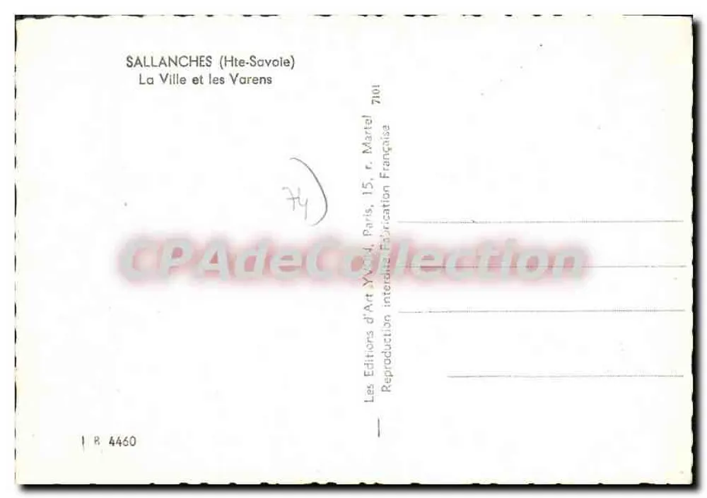 Sallanches (Haute-Savoie) — A Cidade e os Varens — Les Éditions d'Art Yvold, Paris - Verso