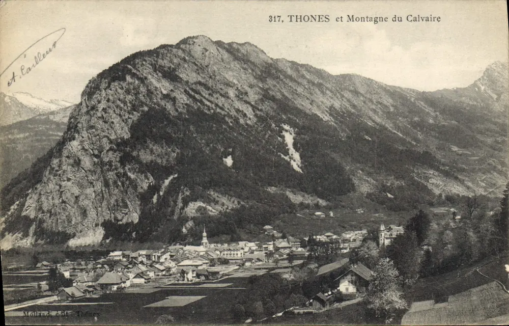 Thones e Montanha do Calvário — vista panorâmica — Mollard & Cie, Thones, n° 317 - Frente