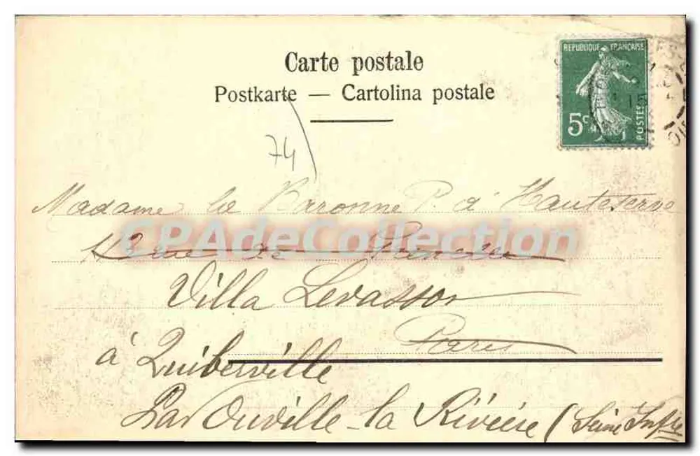 Thonon — Hotel do Parc — CPAdeCollection, n°5196 - Verso